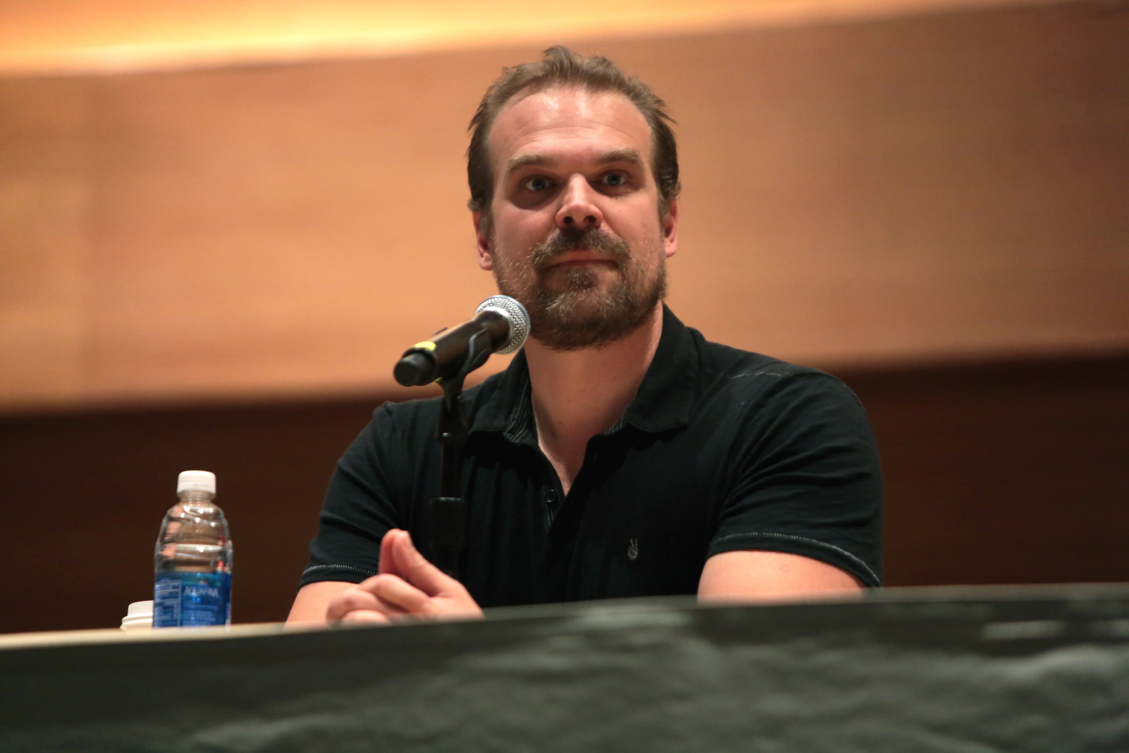David Harbour at a public event — actor cast as Major Sam Trautman in Lionsgate's John Rambo prequel
