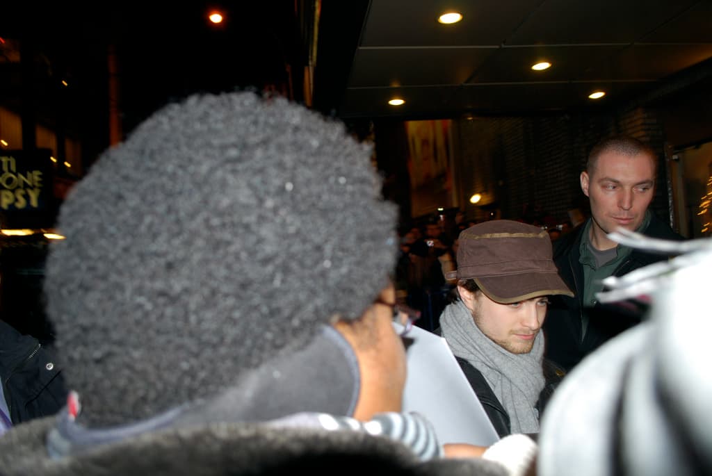 Daniel Radcliffe outside a theatre