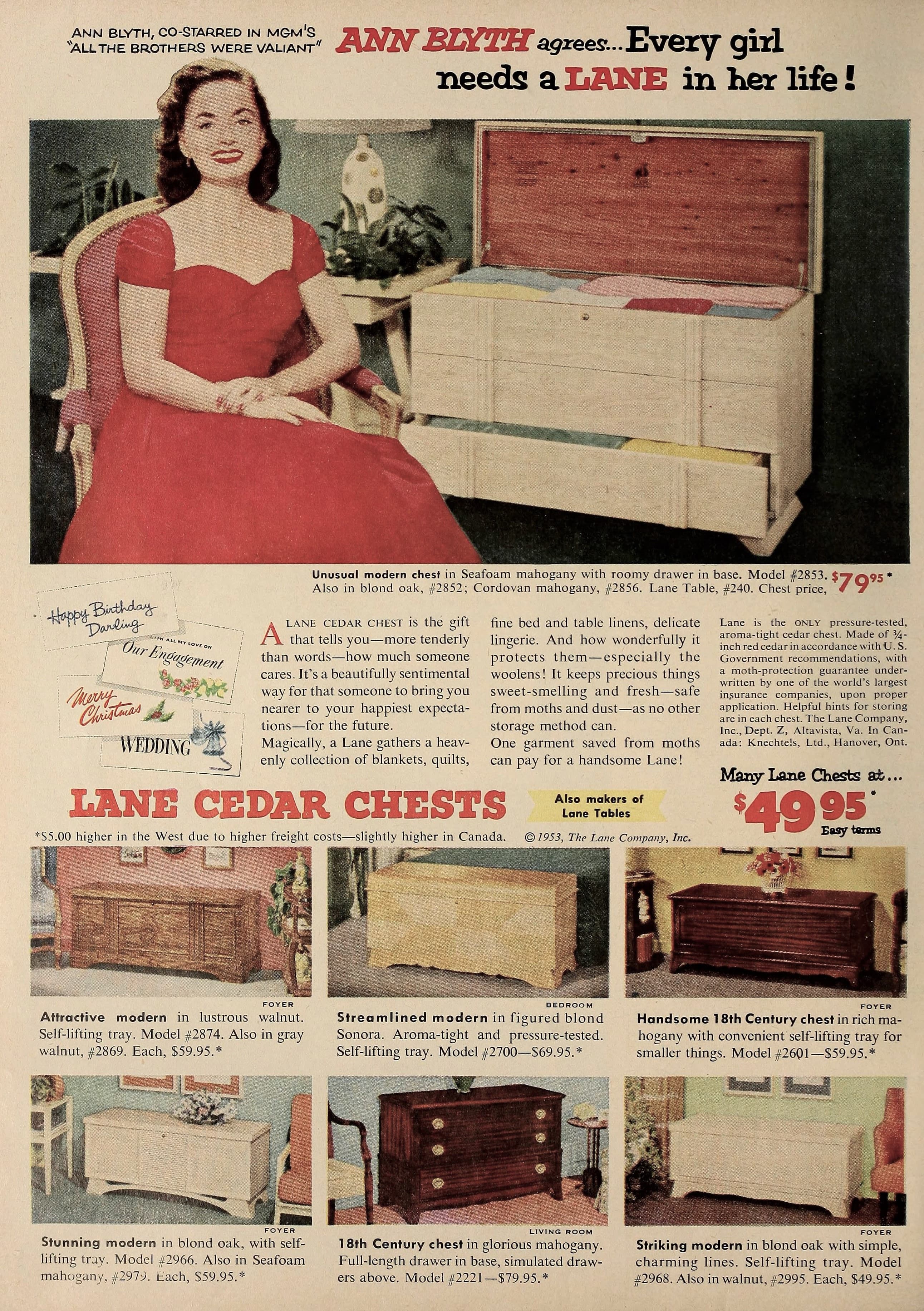 Ann Blyth agrees... Every girl needs a LANE in her life!, 1953