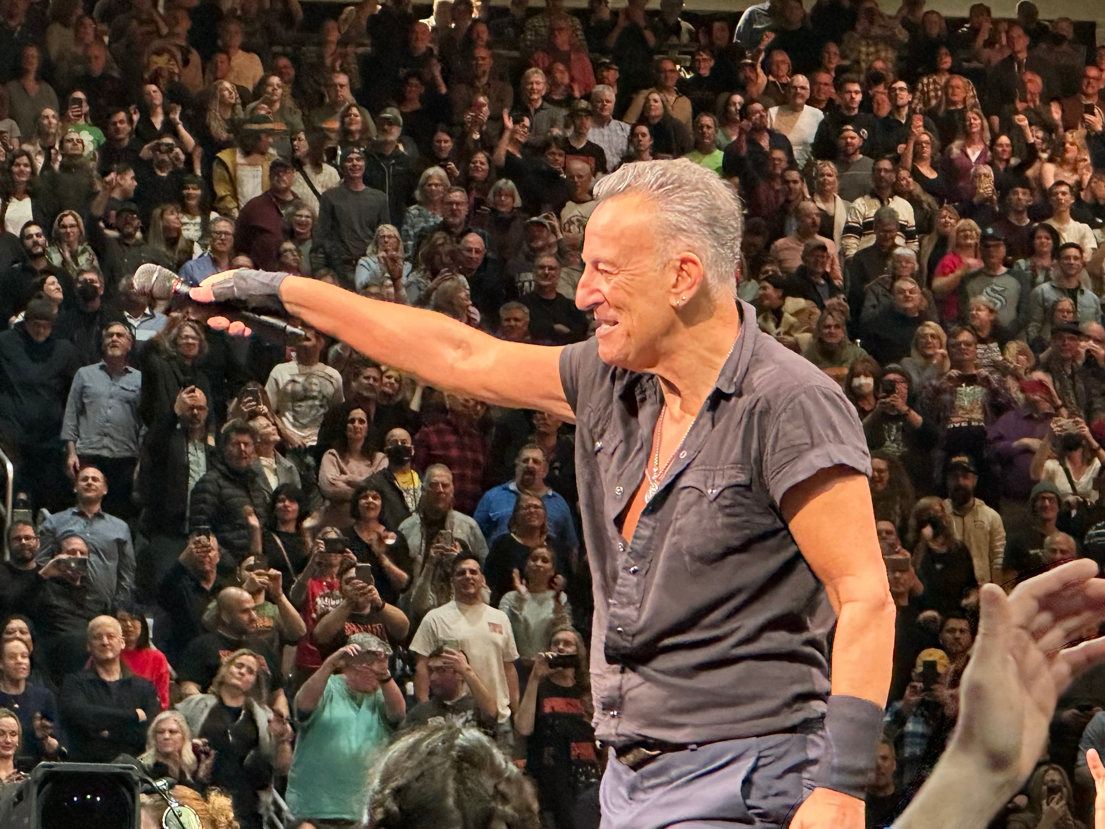 Bruce Springsteen performing live on stage