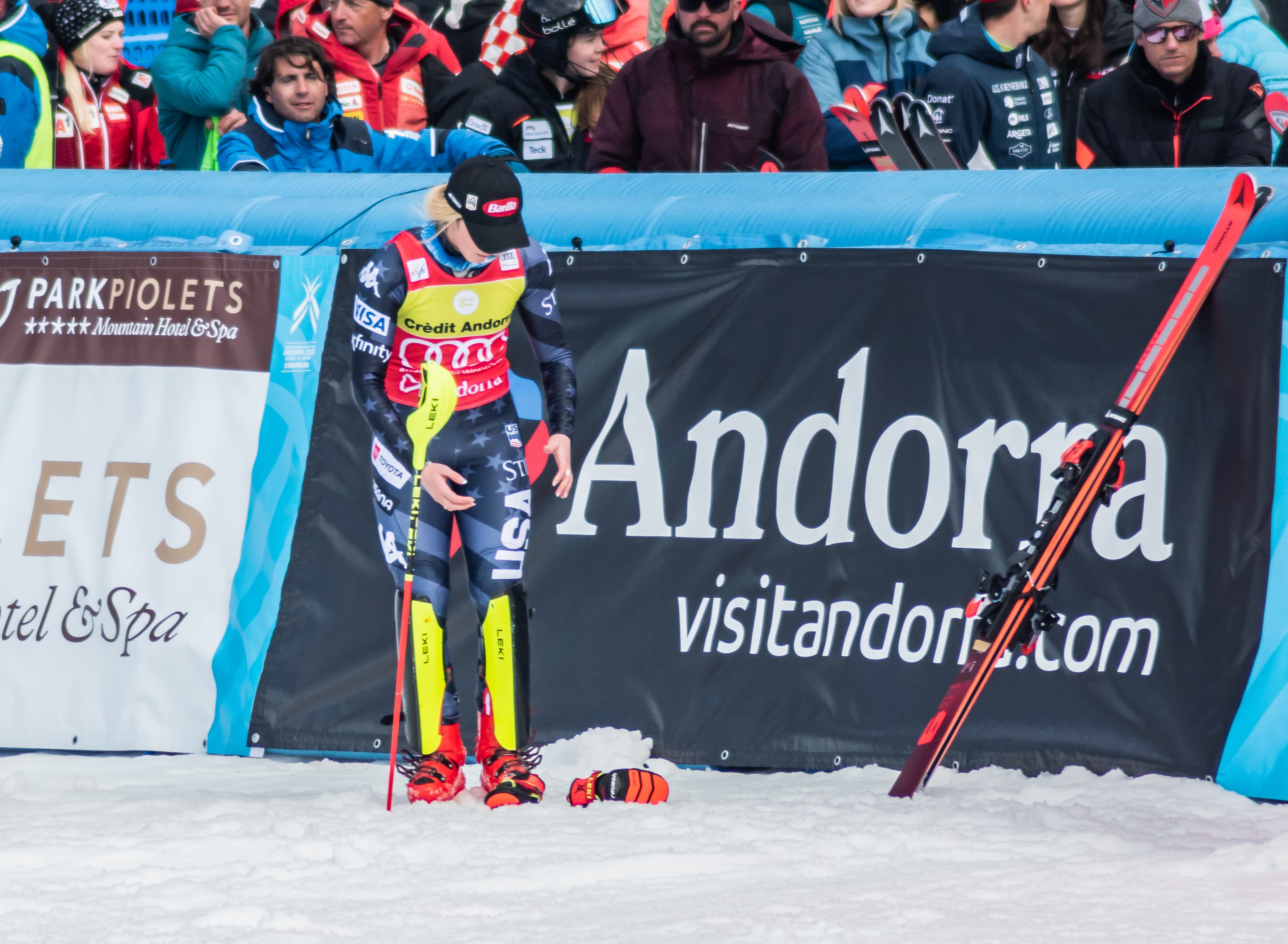 Mikaela Shiffrin competing in slalom at Grandvalira 2023